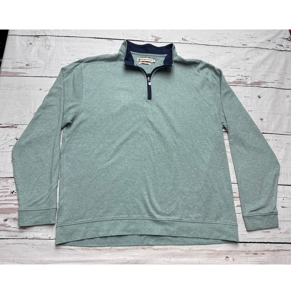 Southern Proper Canal‎ Quarter Zip Sage XL preppy